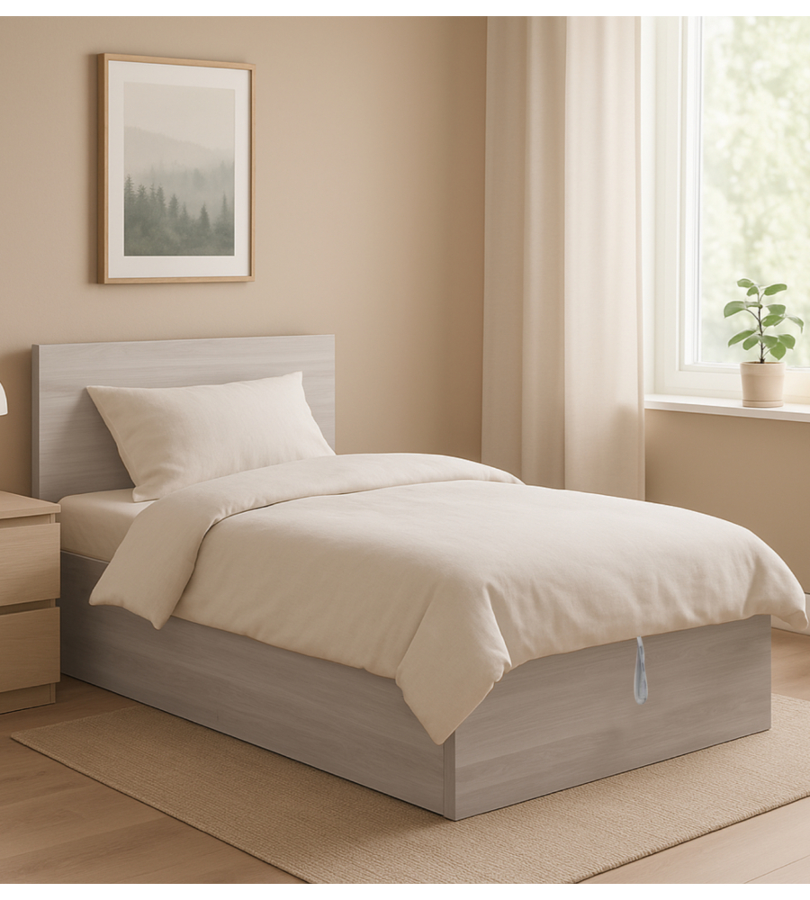 Letto piazza e mezza contenitore "hi box" olmo naturale 120x190 cm
