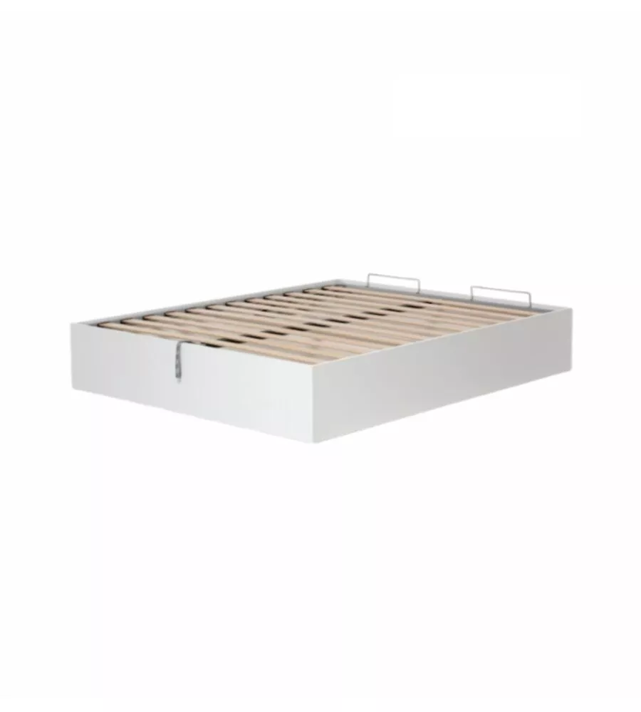 Letto matrimoniale "bed box" bianco con rete e contenitore, 160x190 cm