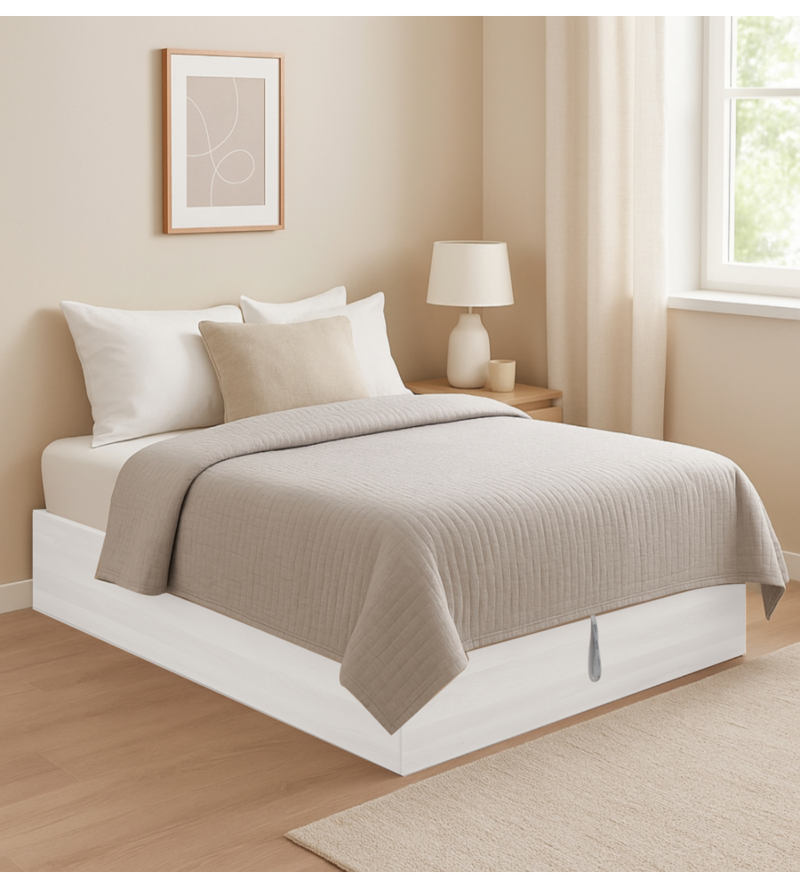 Letto piazza e mezza contenitore "bed box" bianco 120x190 cm