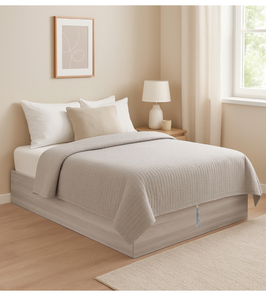 Letto piazza e mezza contenitore "bed box" olmo naturale 120x190 cm