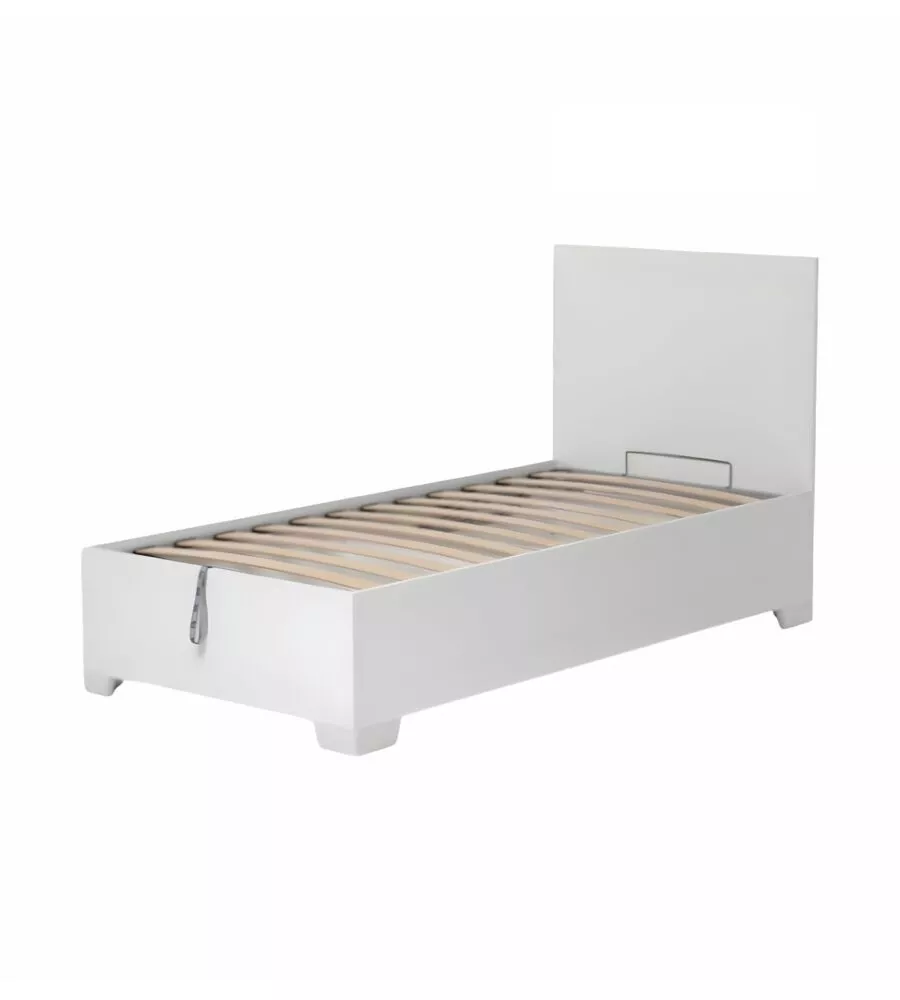 Letto singolo contenitore con piedini "hi box" bianco 90x190 cm