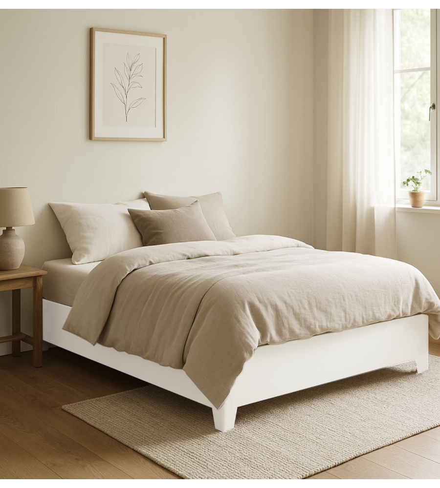 Letto matrimoniale contenitore con piedini "bed box" bianco 160x190 cm