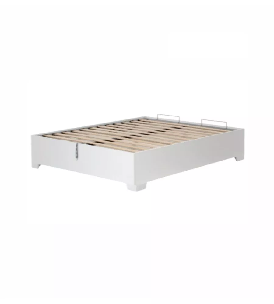 Letto matrimoniale contenitore con piedini "bed box" bianco 160x190 cm