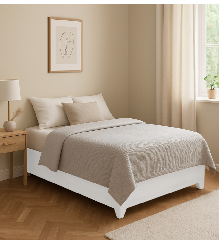 Letto piazza e mezza contenitore con piedini "bed box" bianco 120x190 cm