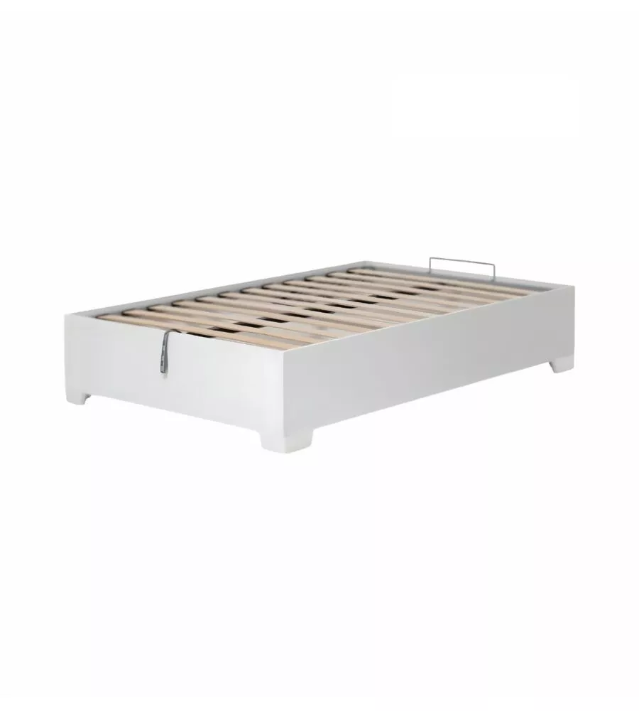 Letto piazza e mezza contenitore con piedini "bed box" bianco 120x190 cm