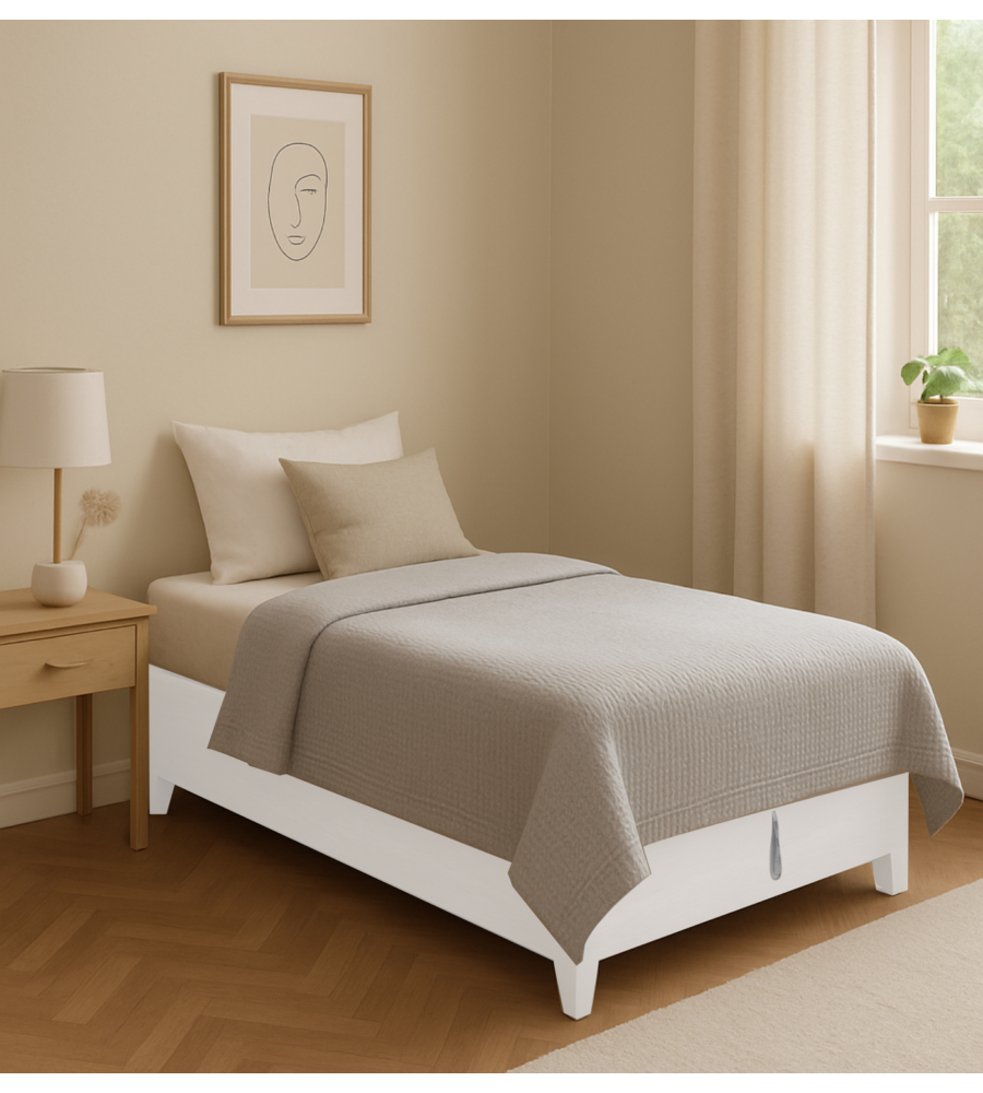 Letto singolo contenitore con piedini "bed box" bianco 90x190 cm