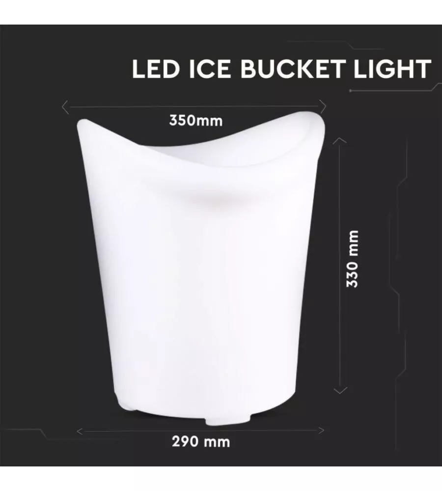 Secchio ghiaccio luminoso led rgb 29x33x35 cm