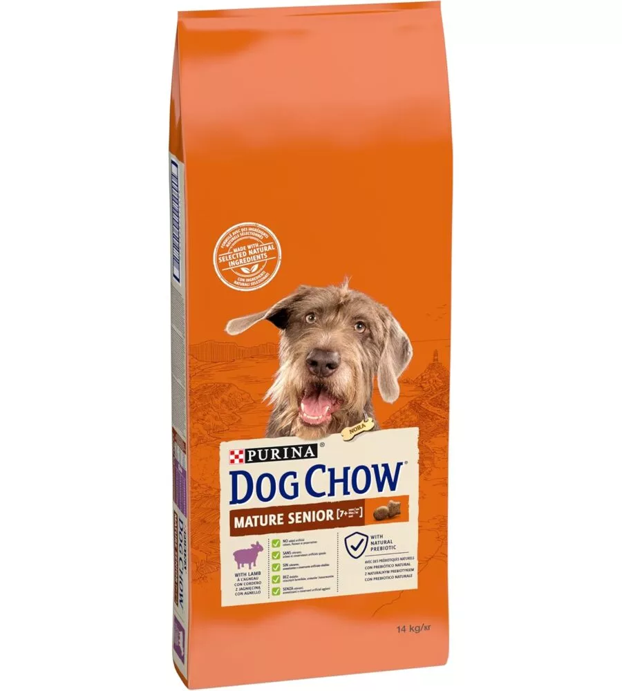 Crocchette per cani purina "dog chow mature senior" anziano di tutte le taglie con agnello 14 kg
