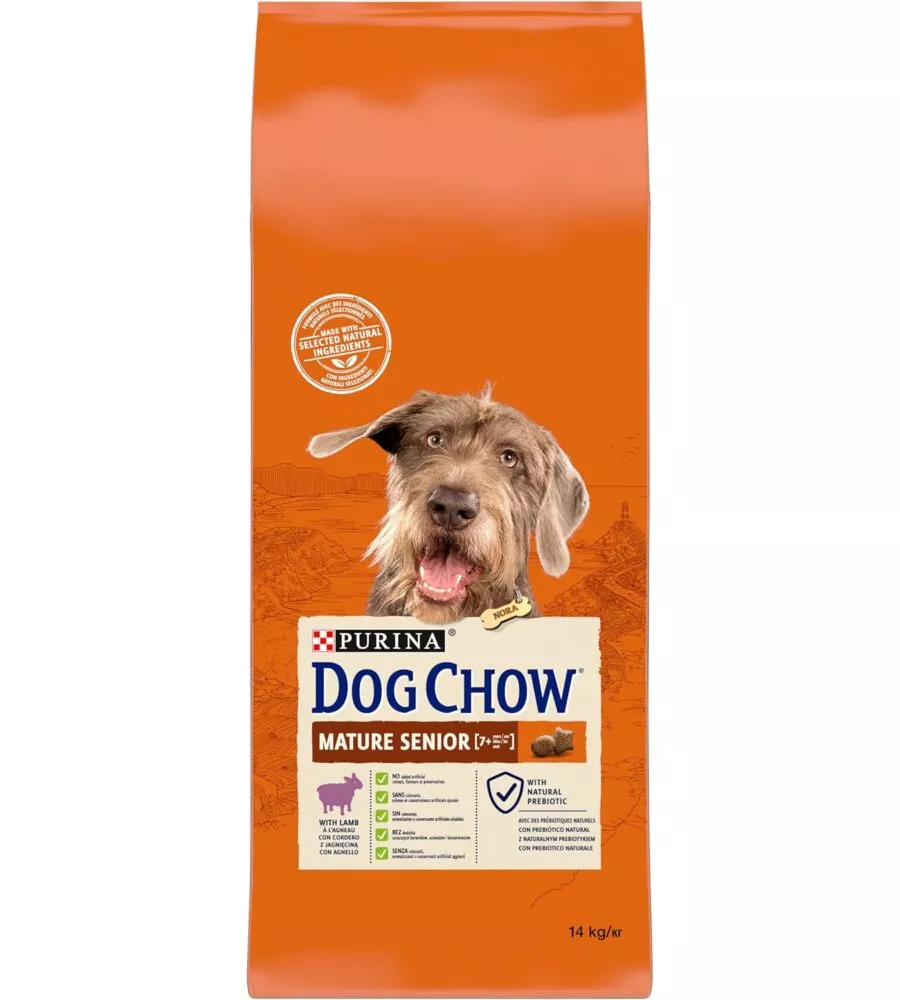 Crocchette per cani purina "dog chow mature senior" anziano di tutte le taglie con agnello 14 kg