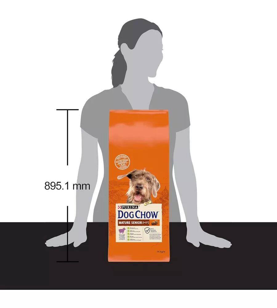 Crocchette per cani purina 'dog chow mature senior' anziano di tutte le taglie con agnello 14 kg