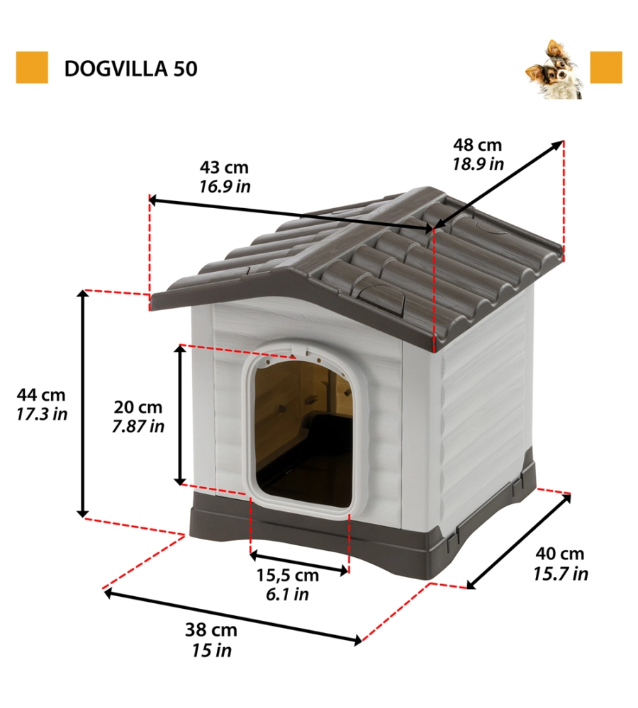Cuccia per cani da esterno ferplast 'dogvilla 50', 43x48x44 cm