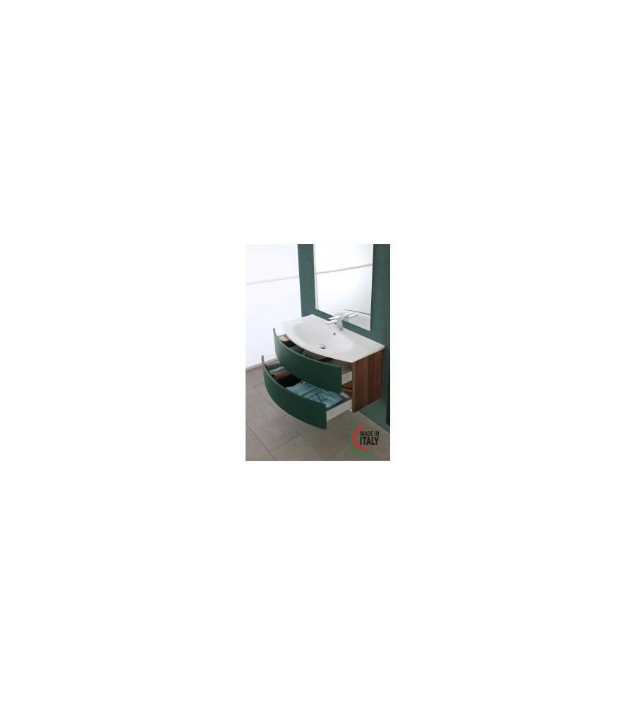 Mobile bagno sospeso "maiori" verde bottiglia, 91,5x51x50 cm