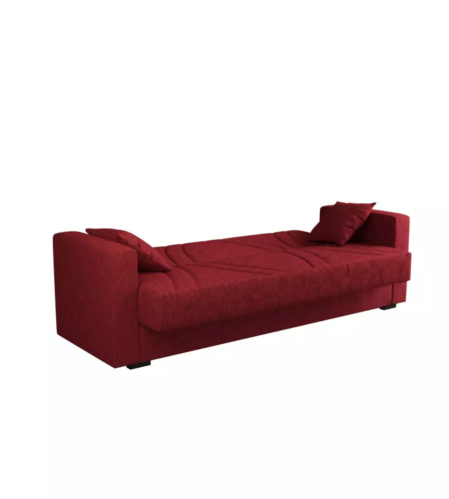 Divano letto bellahome "ibiza" 3 posti tessuto rosso, 214x89x81 cm