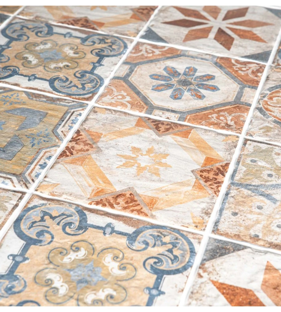 Tavolo da esterno eurogarden "pompei" in ferro con top piastrelle gres 80x80x75 cm