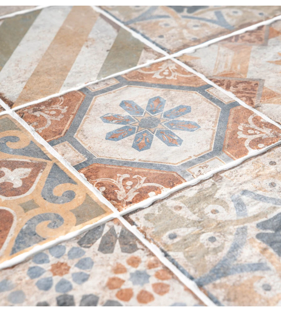 Tavolo da esterno eurogarden "pompei" in ferro con top piastrelle gres 120x80x75 cm