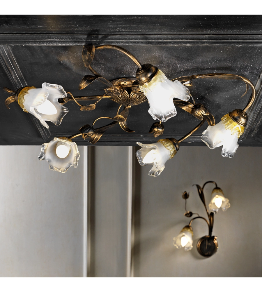 Plafoniera "arianna" 5 luci bronzo, e14