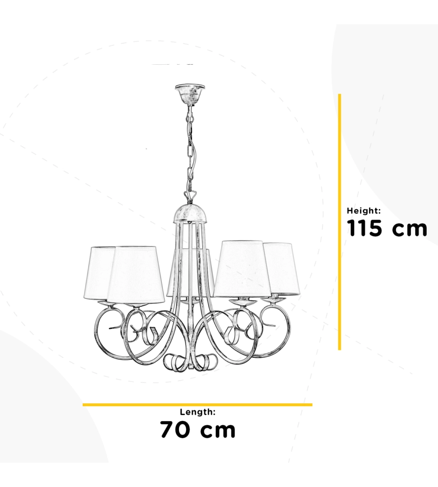 Lampadario 'pompei' con 5 punti luce in metallo, e14