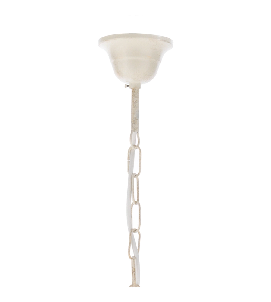 Lampadario 3 luci "shabby" in metallo avorio anticato, e14