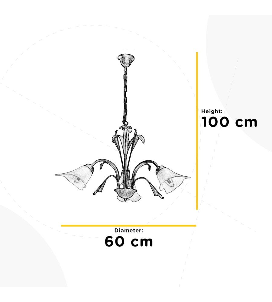 Lampadario 'lucrezia' 3 luci bronzo, e14