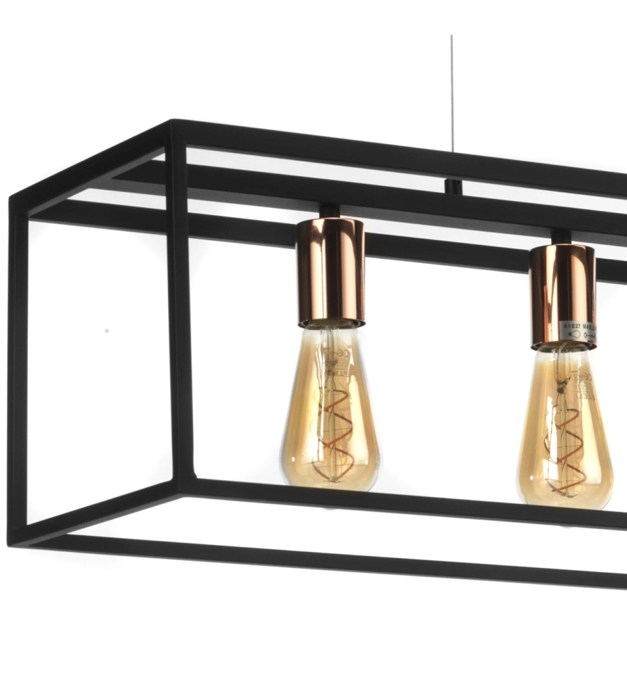 Lampada a sospensione "floki" in metallo nero, e27
