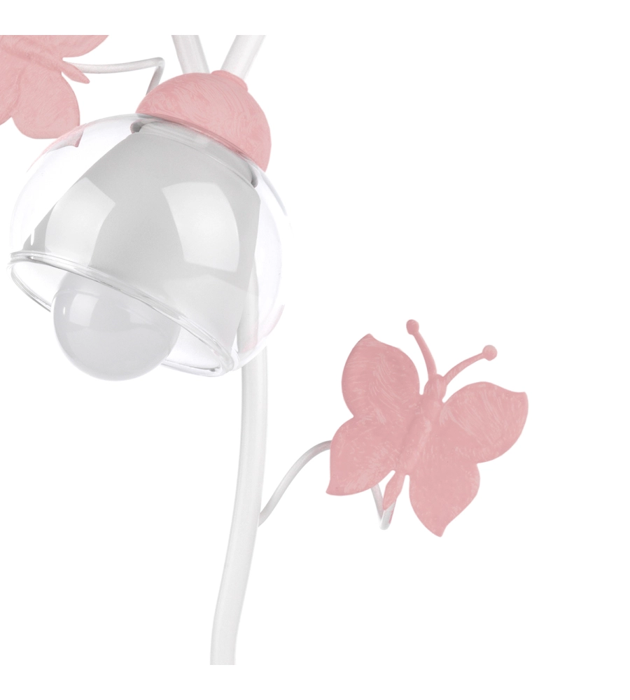 Lume "butterfly" bianco e rosa, e14