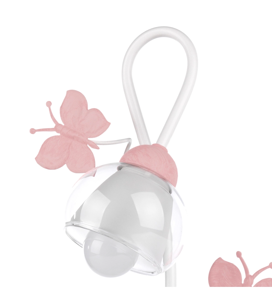 Lume "butterfly" bianco e rosa, e14