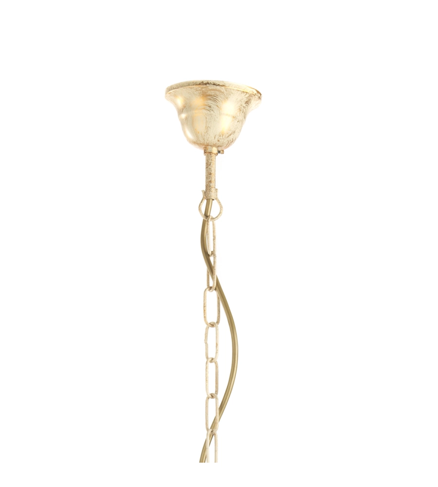 Lampadario "shabby" 5 luci metallo color avorio, e14