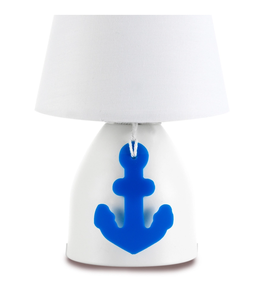 Lampada da tavolo "ancorina" bianca e blu, e14
