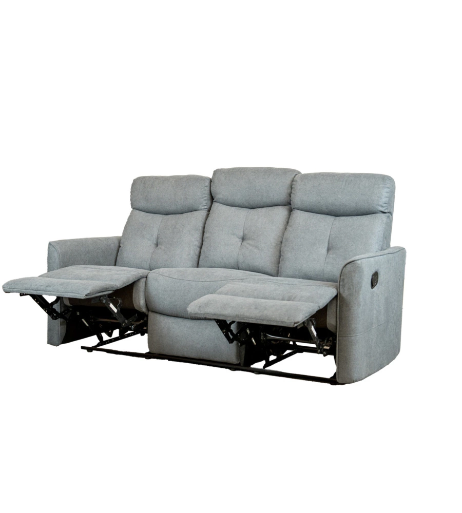 Divano 3 posti "mia" con recliner manuale grigio antracite 179x90x101 cm
