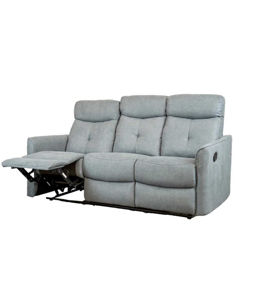 Divano 3 posti "mia" con recliner manuale grigio antracite 179x90x101 cm