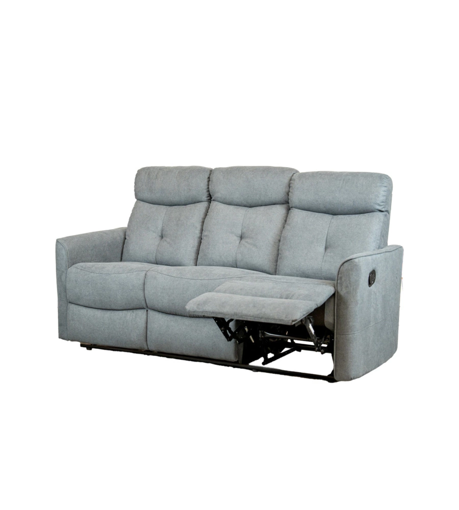 Divano 3 posti "mia" con recliner manuale grigio antracite 179x90x101 cm