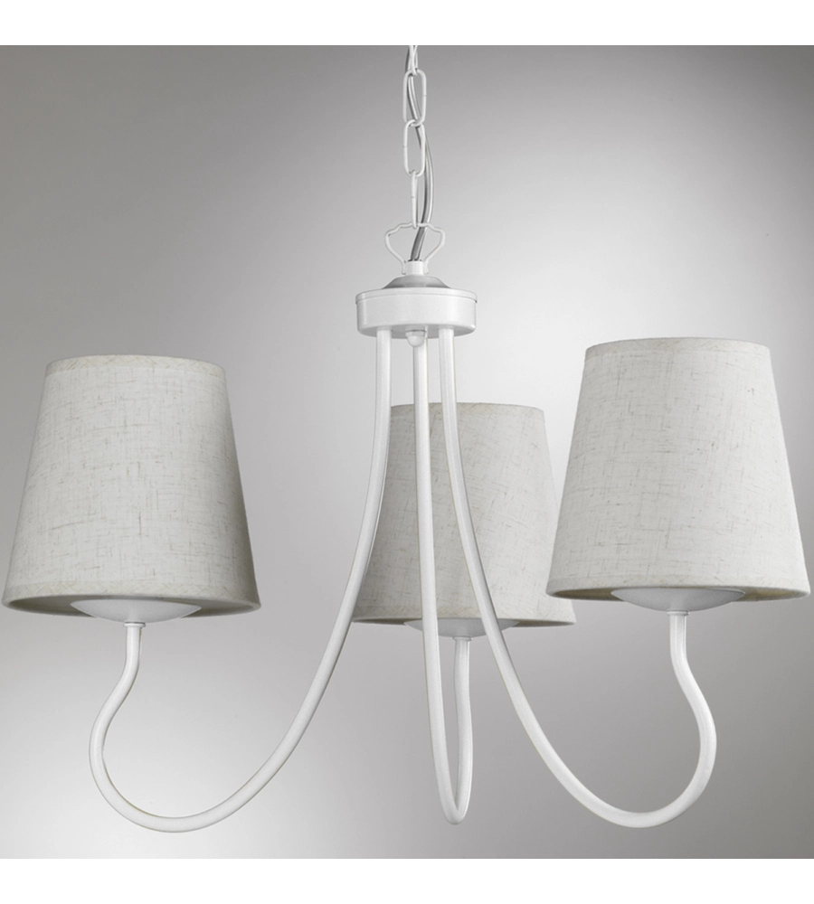 Lampadario 3 luci "margot" in ferro e stoffa, e14