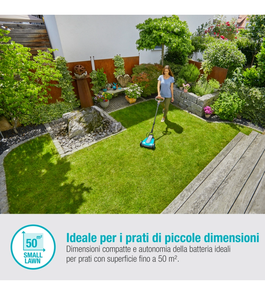 Tagliaerba a batteria gardena "handymower 22" taglio da 22 cm 18 v solo corpo macchina
