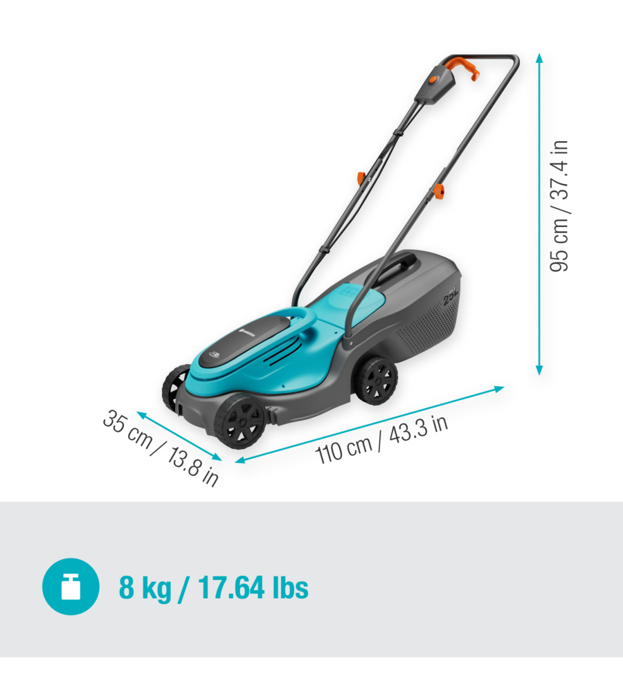 Tagliaerba a batteria gardena 'powermax 30' taglio da 30 cm 18 v solo corpo macchina