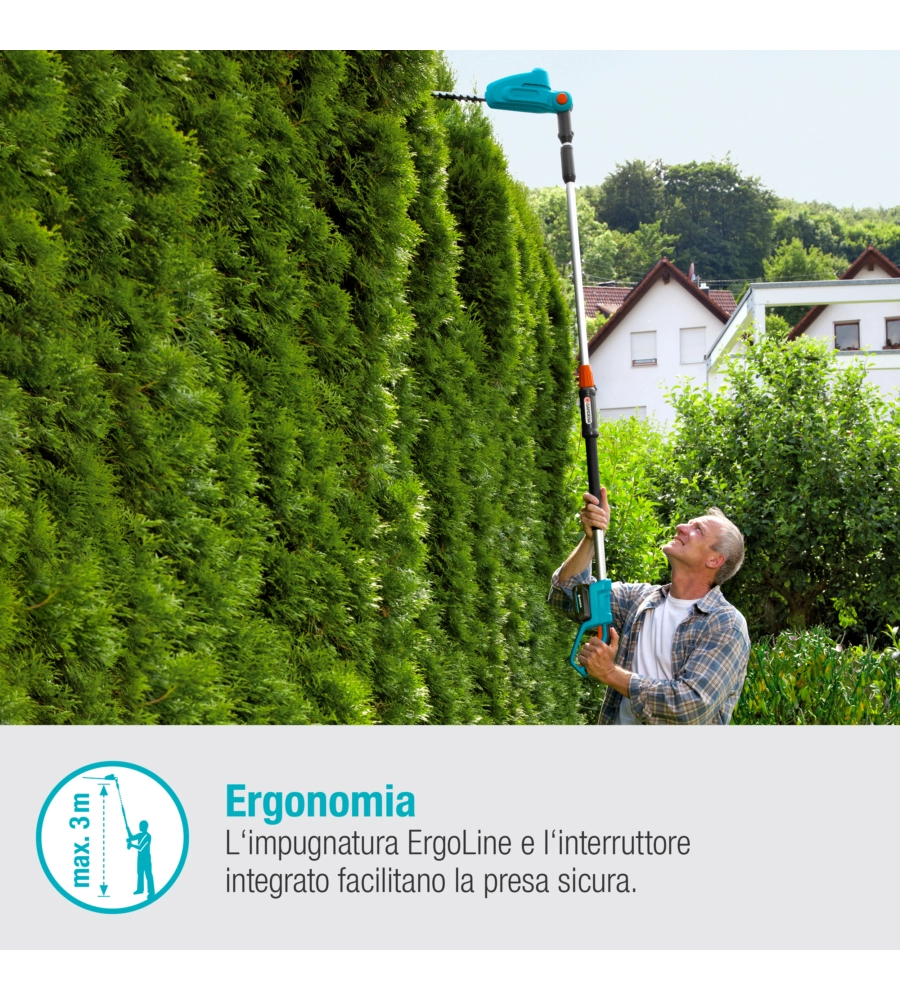 Tagliasiepi telescopico a batteria gardena "ths 42" lama 42 cm 18v, solo corpo macchina