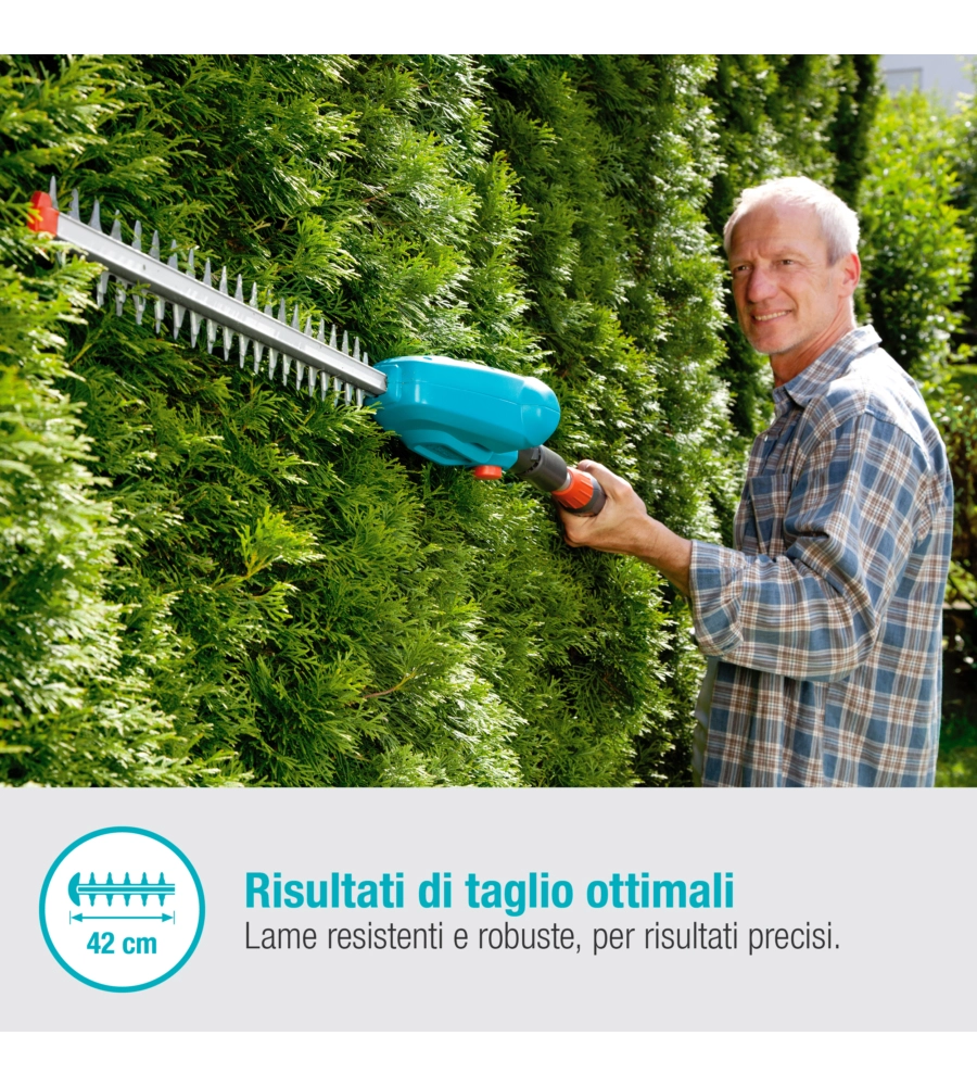 Tagliasiepi telescopico a batteria gardena "ths 42" lama 42 cm 18v, solo corpo macchina