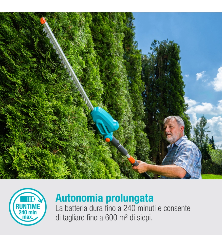 Tagliasiepi telescopico a batteria gardena "ths 42" lama 42 cm 18v, solo corpo macchina