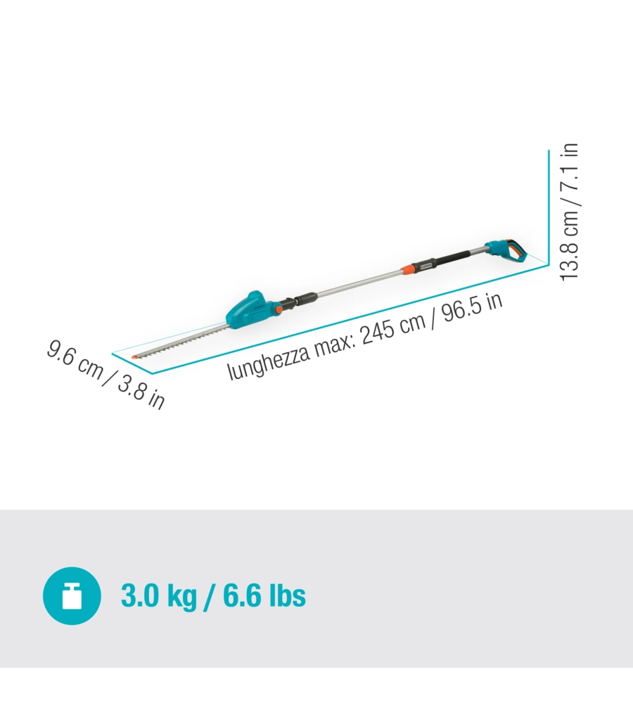 Tagliasiepi telescopico a batteria gardena 'ths 42' lama 42 cm 18v, solo corpo macchina