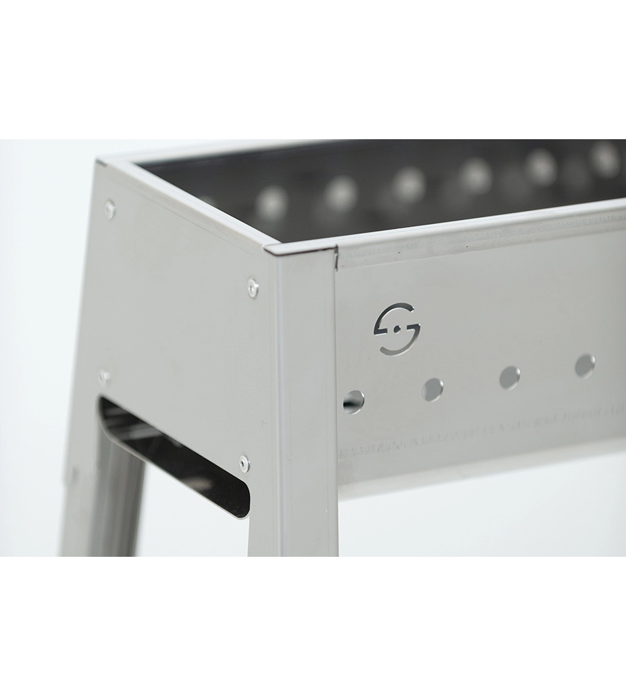 Cuocispiedini a carbonella lisa "milano 50" in acciaio inox 50x32,5x49,5 cm