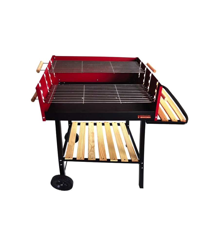 Barbecue a carbonella sandrigarden "sg 73-53" con ruote 115x56x92 cm