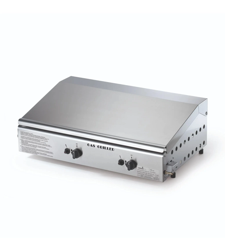 Barbecue a gas ompagrill con plancha doppia rigata 2 bruciatori 70,5x44x21,5 cm