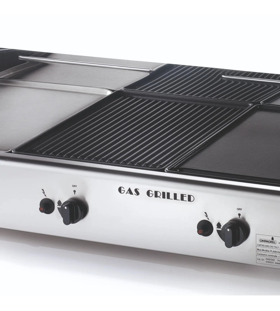 Barbecue a gas ompagrill con plancha tripla 3 bruciatori 83x44x21,5 cm