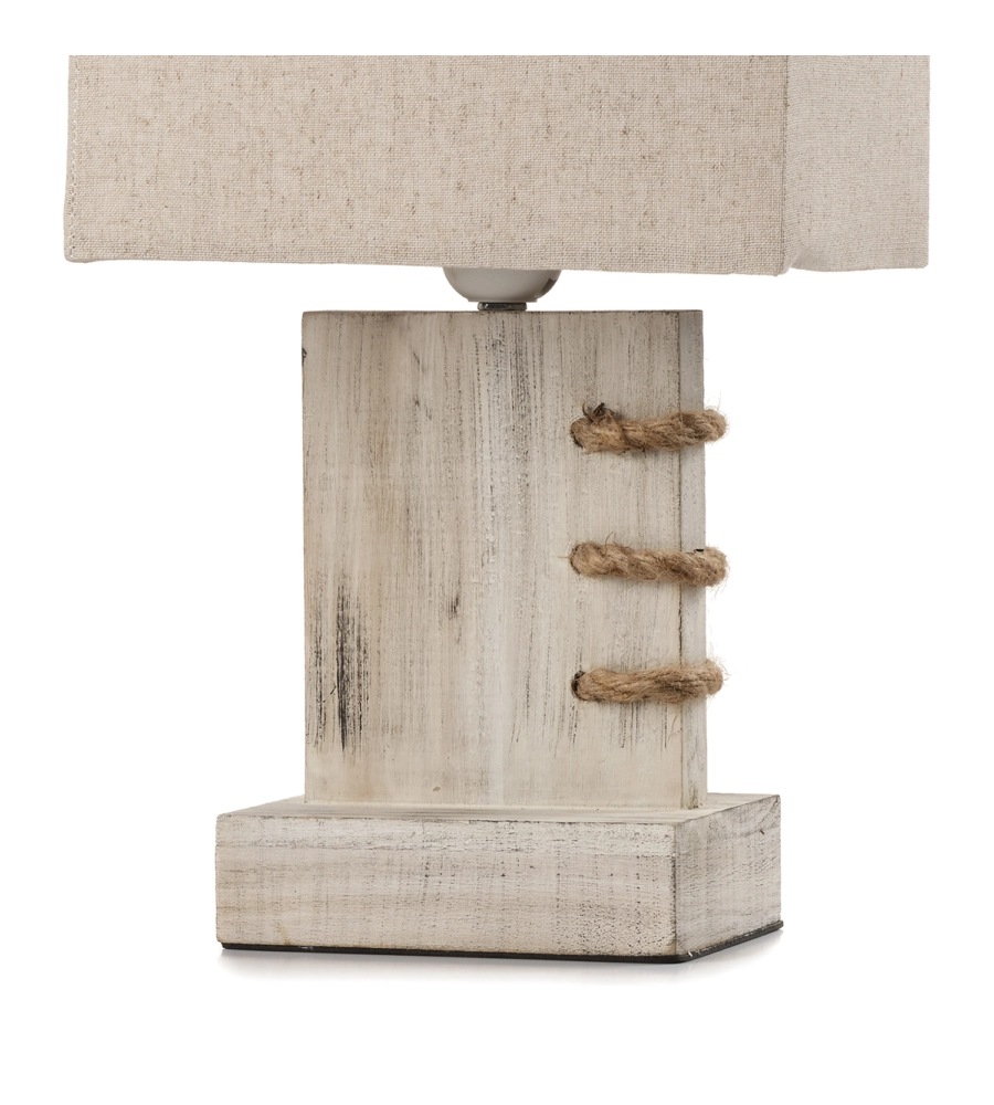 Lampada da tavolo "gea" legno e corda, e27
