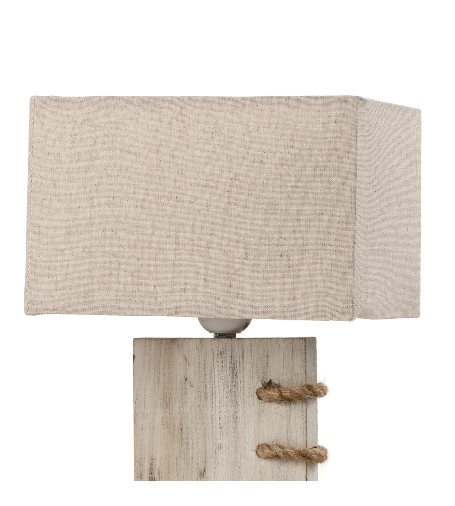 Lampada da tavolo "gea" legno e corda, e27