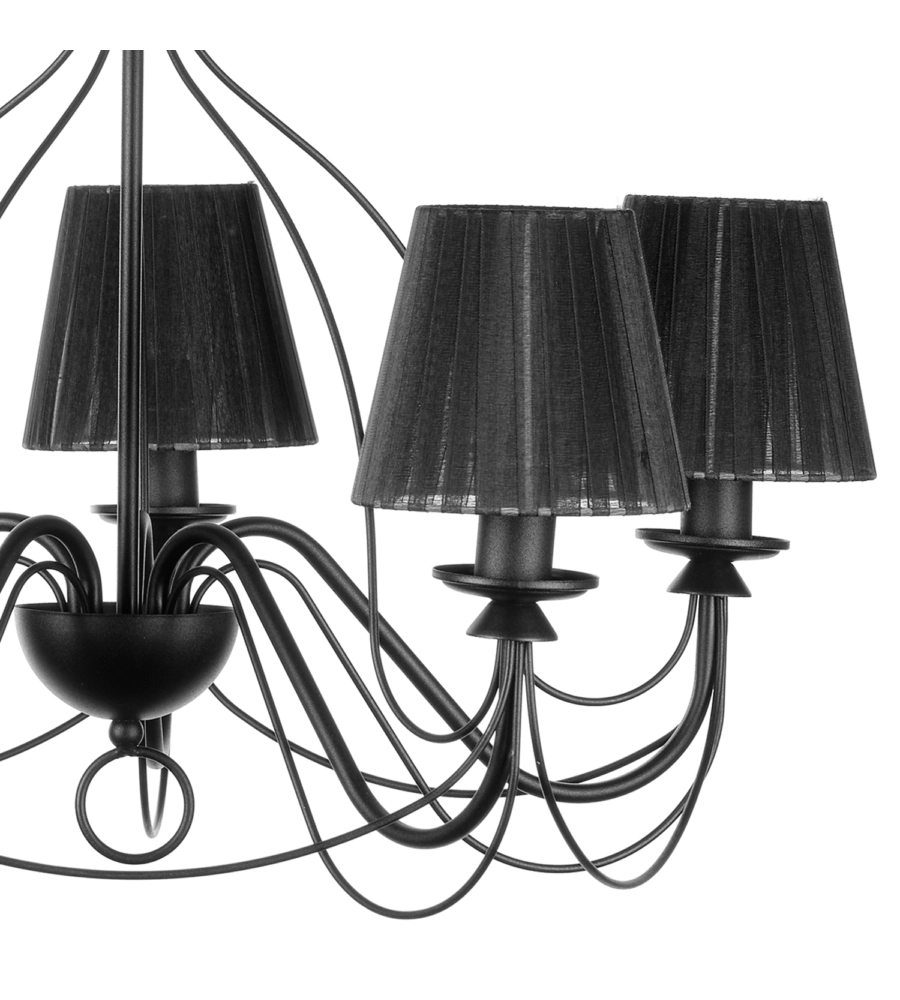 Lampadario a 5 luci "loris" nero, e14