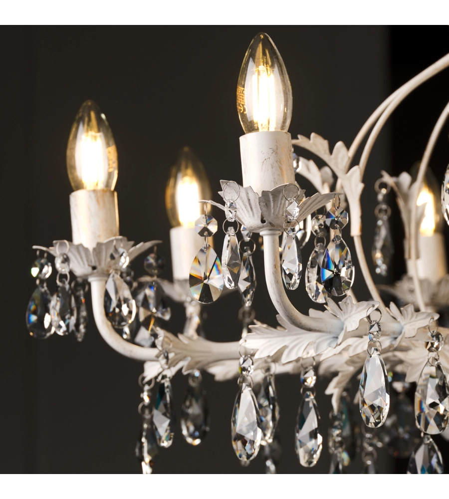 Lampadario a 8 luci "teresa" avorio, e14