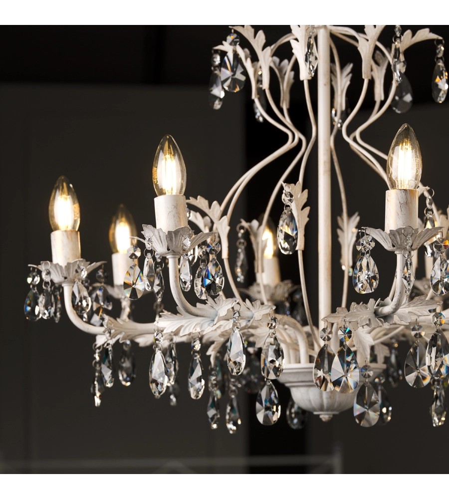 Lampadario a 8 luci "teresa" avorio, e14