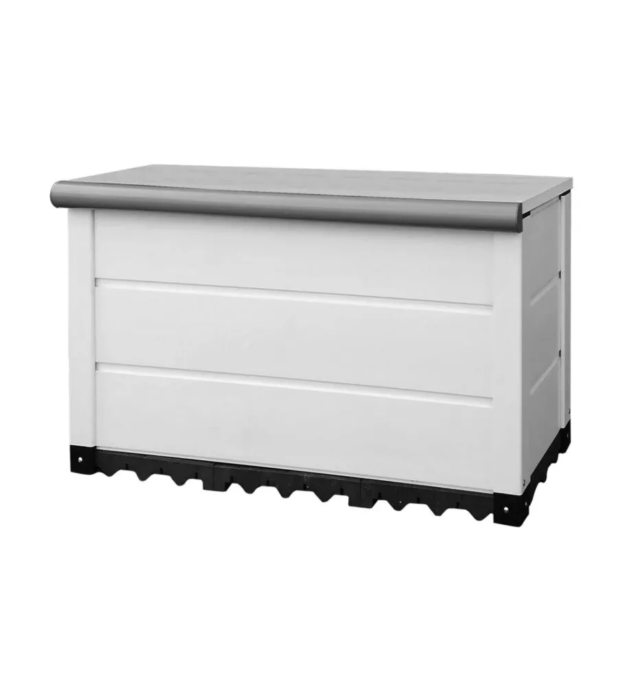 Baule da esterno garofalo "storage box urban 150" in pvc grigio 150 lt 82,5x48x56 cm