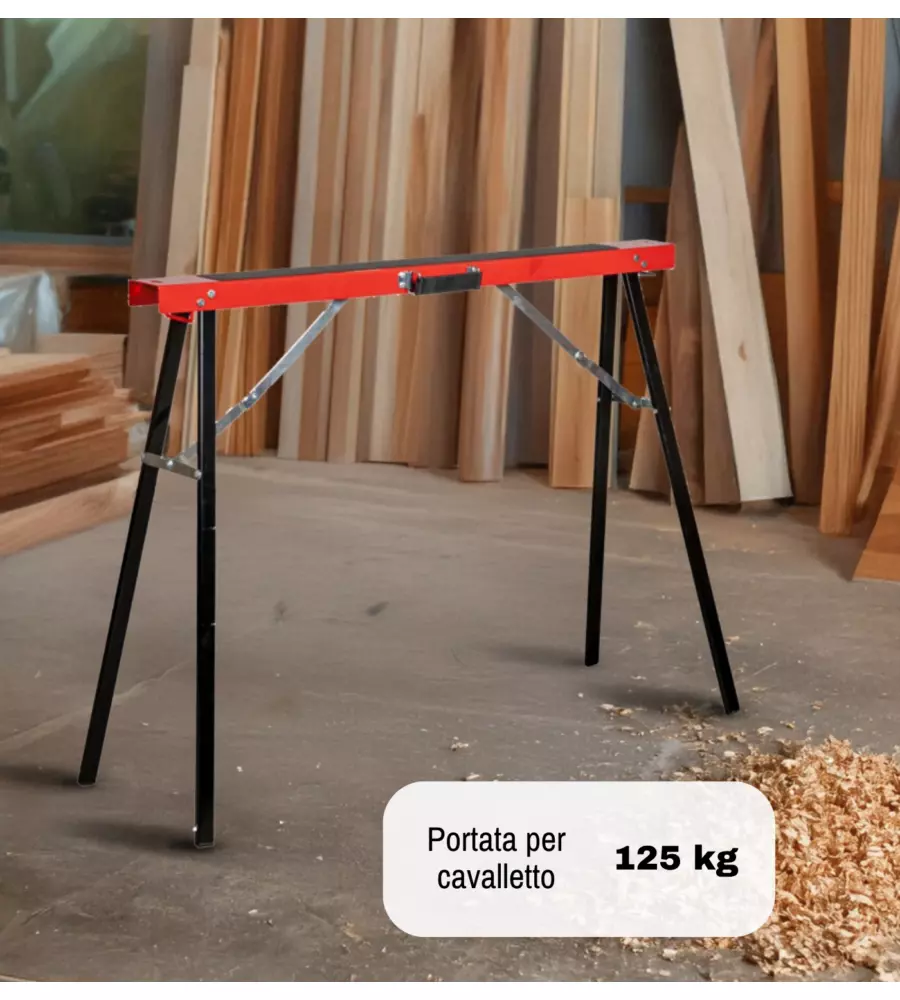 CAVALLETTO DA LAVORO PIEGHEVOLE EASY SYSTEM CON MANIGLIA CON PORTATA 125 KG 99,8X39,2XH80 CM