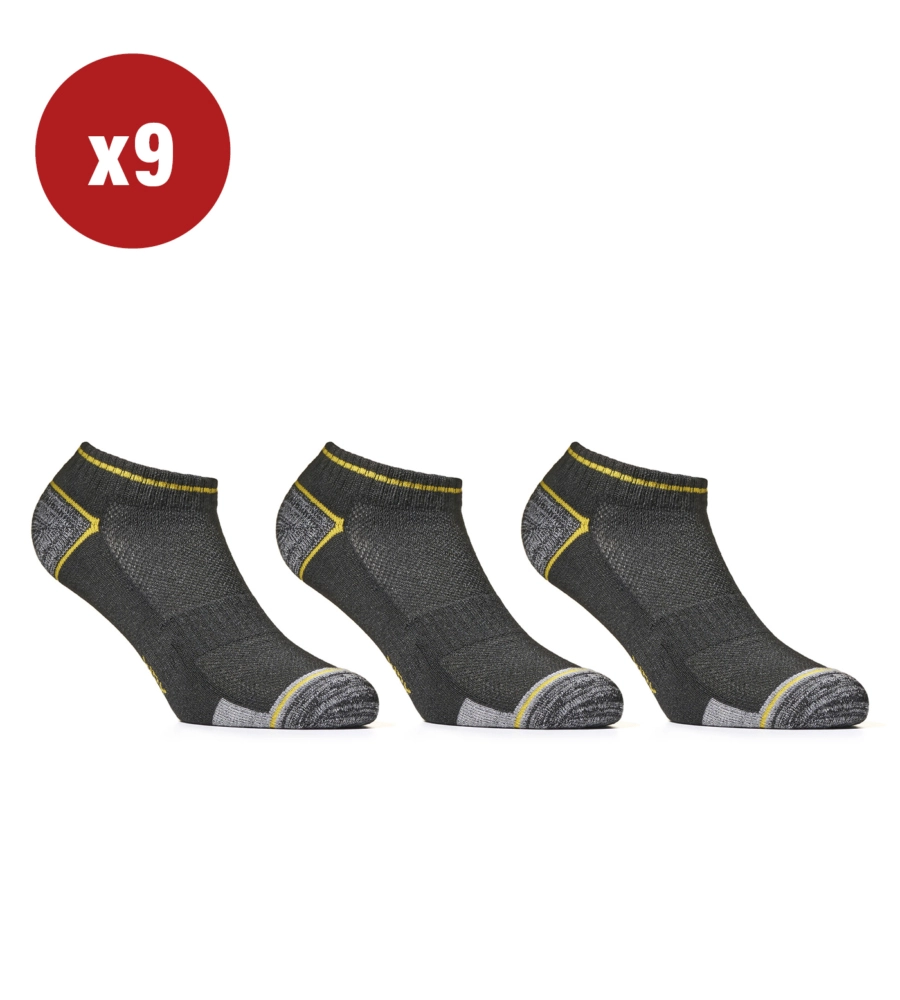 9 paia calza fantasmino da lavoro anti-infortunistica "wrk03" colore nero, tg 43/46 - wrk